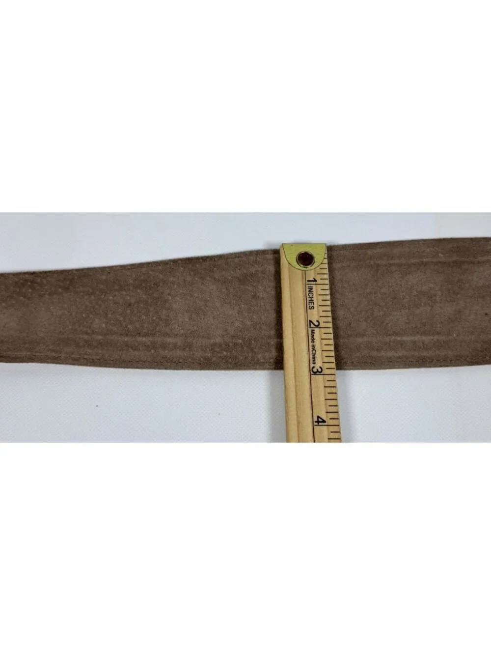Vintage Tan Suede Belt Size S Pig Suede PVC Backing Made In Taiwan Statement 80s
